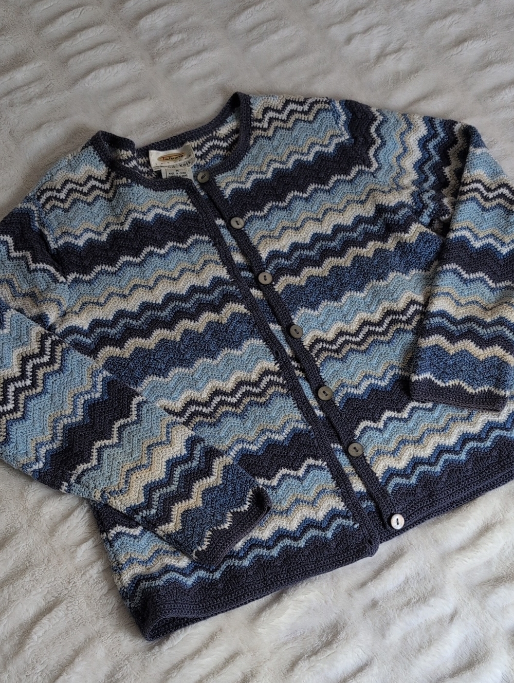 Talbots Petites Hand Knit Chevron Cardigan. Casual Wear, size Medium